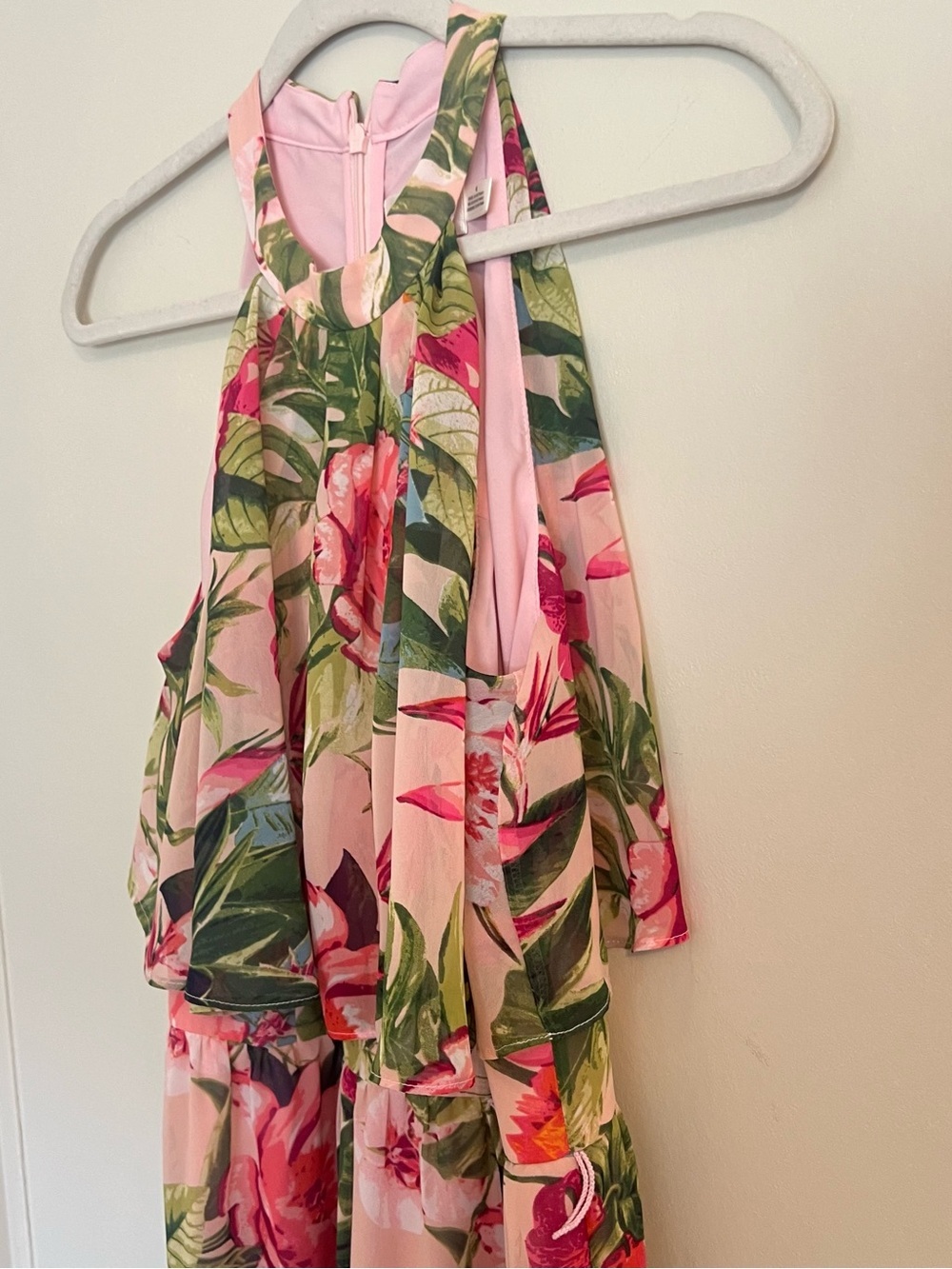 Eliza J Pink Floral Halter Wide-Leg Jumpsuit -missing waist belt - Picture 8 of 11